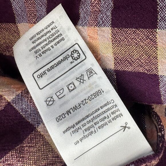 scotch soda pink organic cotton Checked Oversized moon gazer button up Shirt XS - Picture 6 of 13